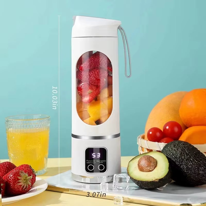 12 Blades Portable Fruit Juicer 450Ml Capacity 3 Gears USB Rechargeable Blender Ice Crusher