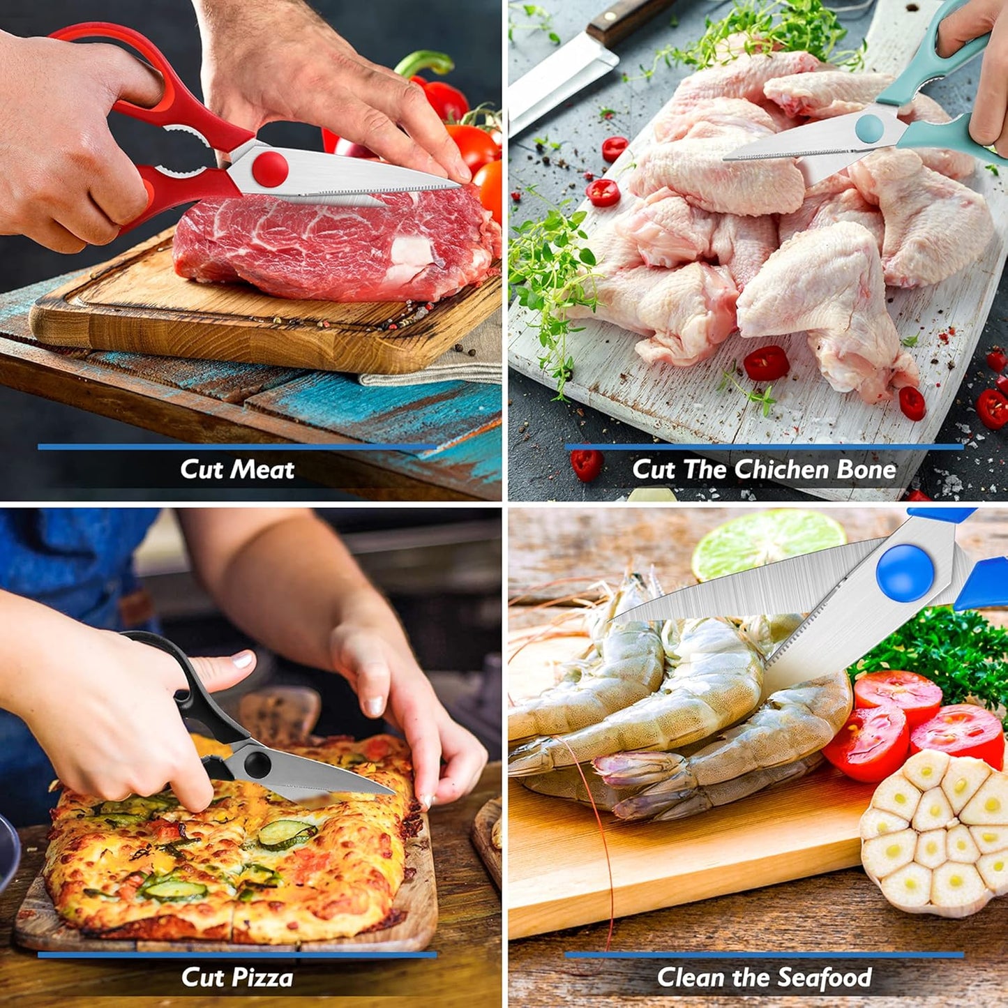 Kitchen Shears - Heavy Duty Cooking Scissors, Dishwasher Safe, Stainless Steel, Sharp Utility Shears for Poultry, Turkey, Chicken, BBQ