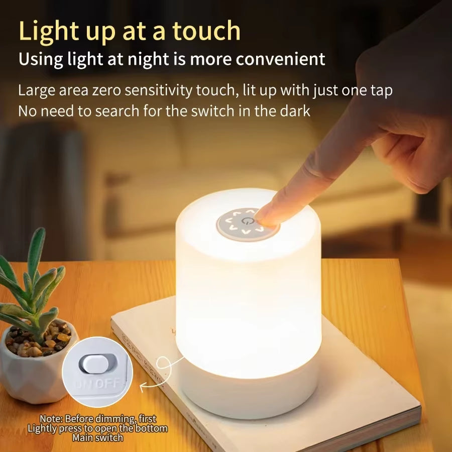 2. USB rechargeable bedside table lamp with 3 color modes – Faizoq