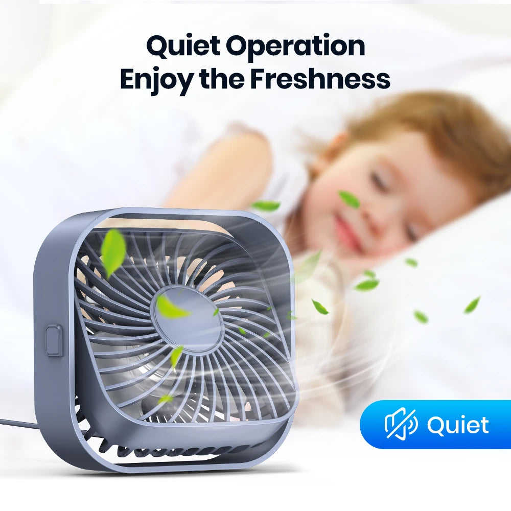 Mini Portable Fan USB Desk Fan Table Strong Airflow &Quiet Operation 3 Speed Wind 360°Rotatable Standing Fans for Room Home