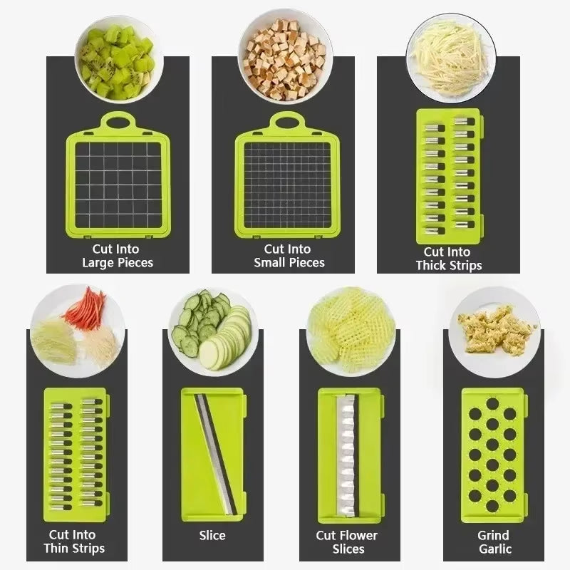 14/16 Piece Multifunctional Vegetable Slicer and Grinder Set for Dicing and Dividing Vegetables