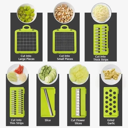 14/16 Piece Multifunctional Vegetable Slicer and Grinder Set for Dicing and Dividing Vegetables