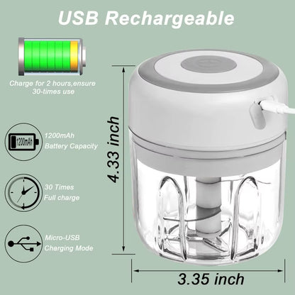 Electric Garlic Mincer 250ML Vegetable Chopper Food Chopper, USB Mini Garlic Mincer, Onion Chopper Portable Small Food Processor