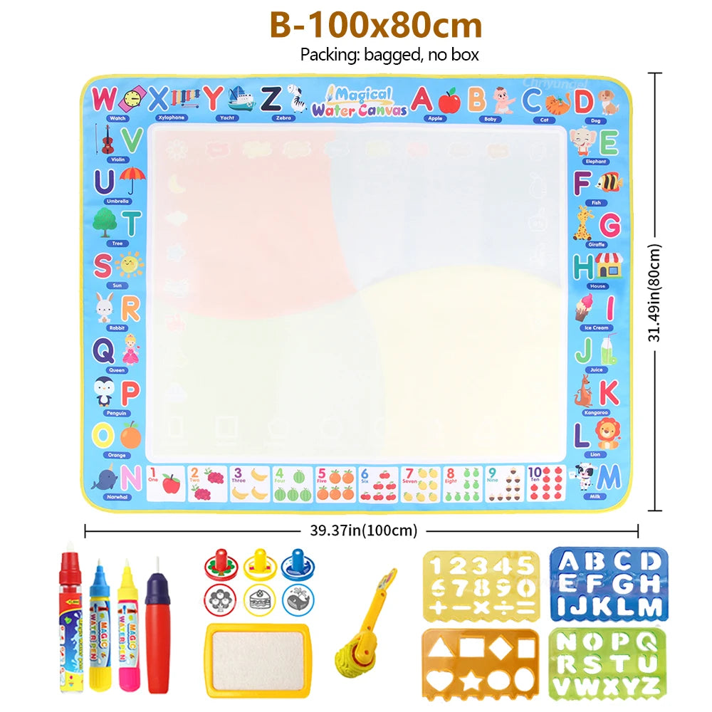 1. 100x80cm magic water drawing mat with reusable pens for kids creativity – Faizoq