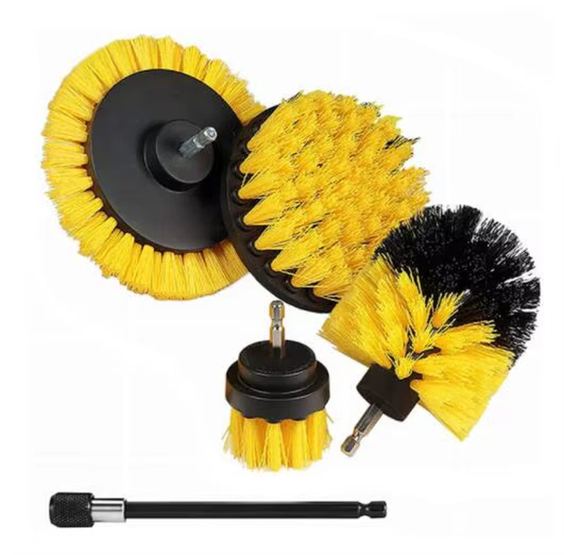 Electric Drill-Brush Head Kit Attachment Power Scrubber Brush for Carpet Bathroom Kitchen Bathroom Car Cleaning Tool Wash Set