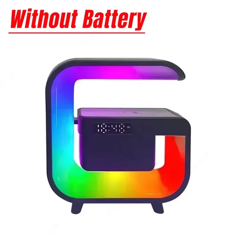Multifunctional Atmosphere RGB Desk Clock Nightlight Wireless Charger Bluetooth Speakers for Iphone Samung Xiaomi Fast Charging