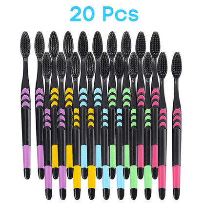 10 Pieces Packed Deep Cleaning Soft Bristle Bamboo Charcoal Black Hair Ultra-Fine Beauty Health Toothbrush Oral Cleaning