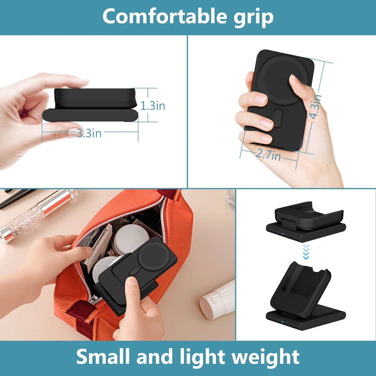 3. Portable wireless charging hub with built-in battery for travel and home – Faizoq