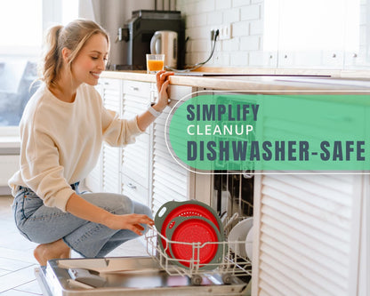 Ultimate Kitchen Strainers Set of 2 - Collapsible Silicone Colanders for Easy Storage by  - Use with Pasta & Veggies or as a Fruit or Berry Bowl with Strainer - Irreplaceable for Campers - Red