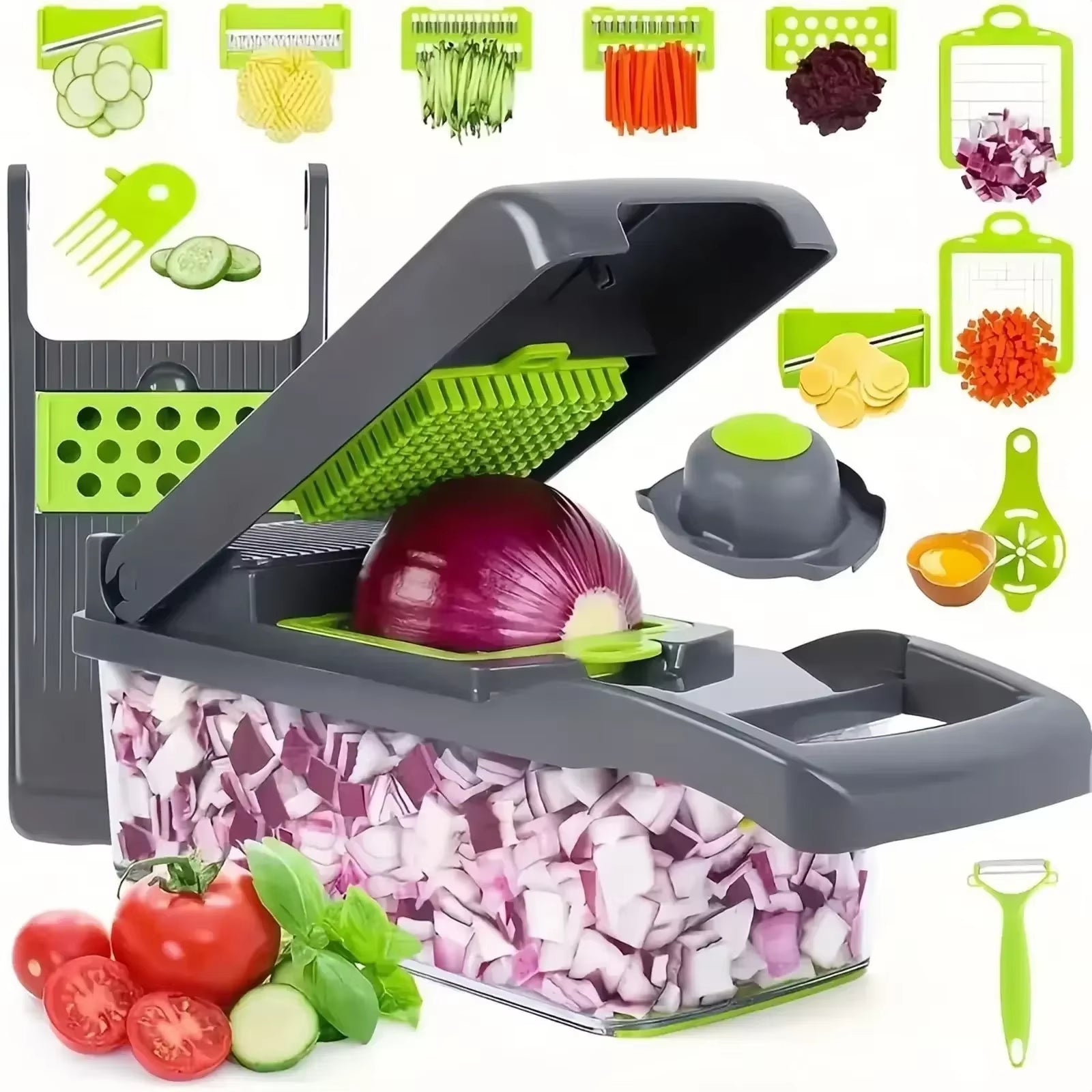 16-in-1 vegetable slicer and cutter with container kitchen gadget – Faizoq