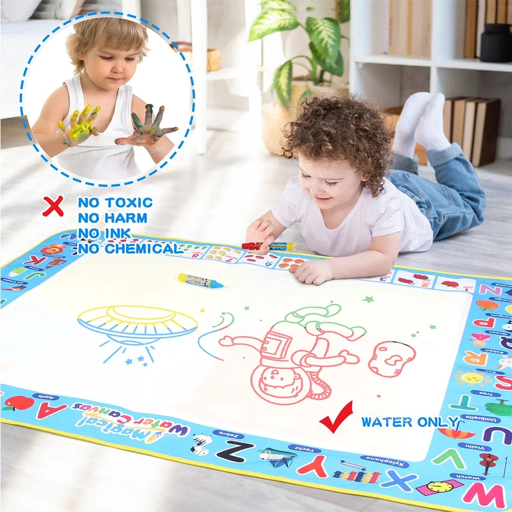 100X80Cm Magic Water Drawing Mat with Reusable Magic Pens Doodle Montessori Painting Board Educational Toys Kids Gifts 39X31In