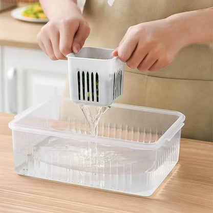 Refrigerator Food Drain Fresh-Keeping Box Ginger Garlic Onion Pepper Storage Box Fruit Vegetable Drain Basket Kitchen Organizer