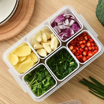 Refrigerator Food Drain Fresh-Keeping Box Ginger Garlic Onion Pepper Storage Box Fruit Vegetable Drain Basket Kitchen Organizer