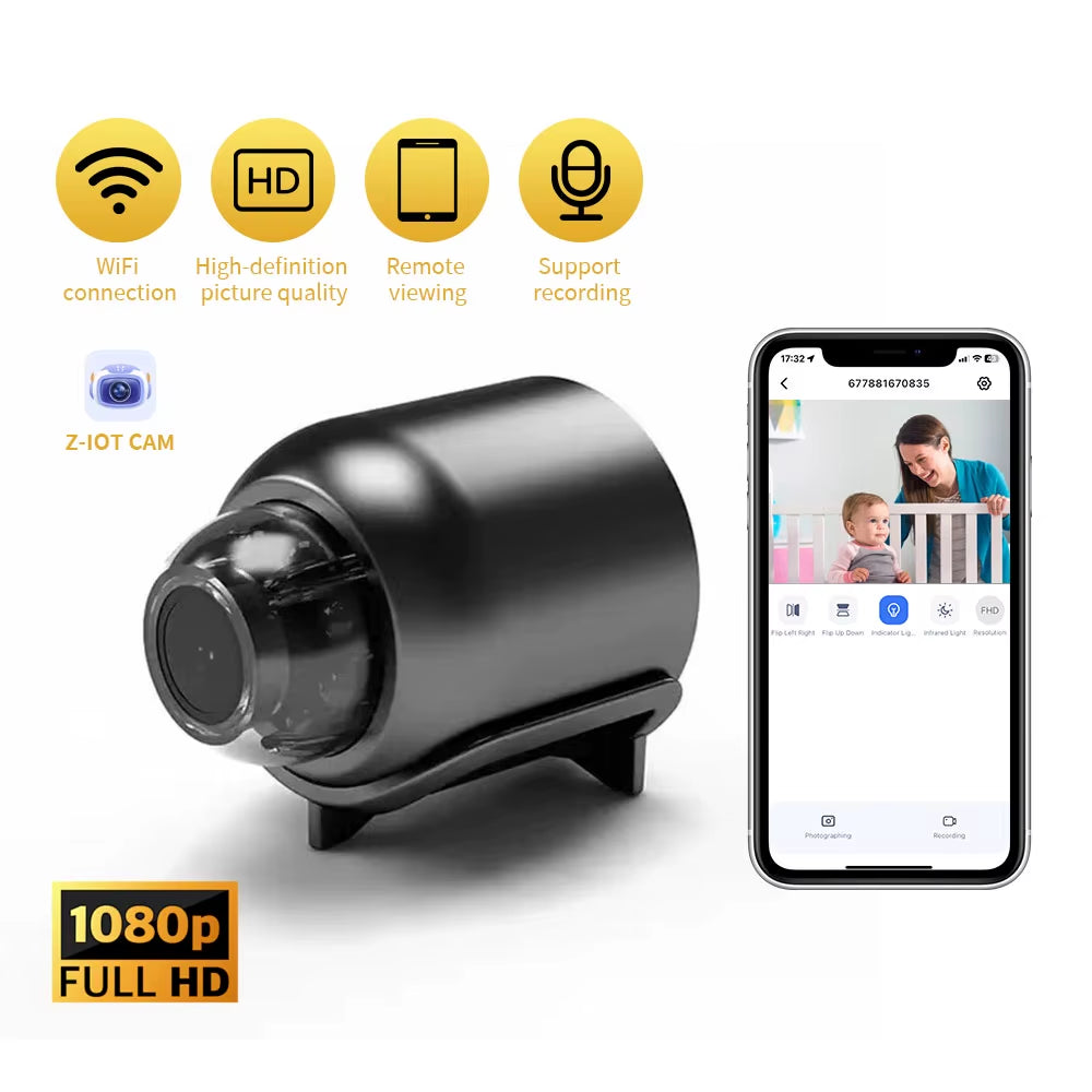 1080P HD Mini Camera Wifi IP Smart Home Indoor Night Vision AI Human Camcorder Audio Video Wireless Security Surveillance Camera