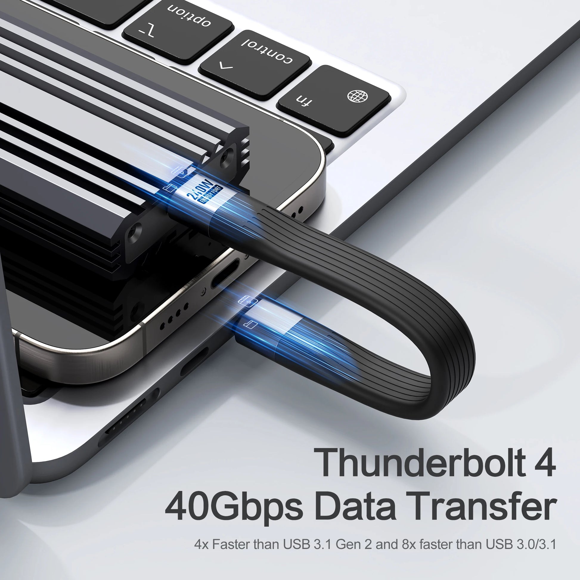 USB 4 Cable Portable Keychain 240W USB C Charging Cable 40Gbps Data Transfer Thunderbolt 4/3 8K@60Hz Video Display for Iphone17