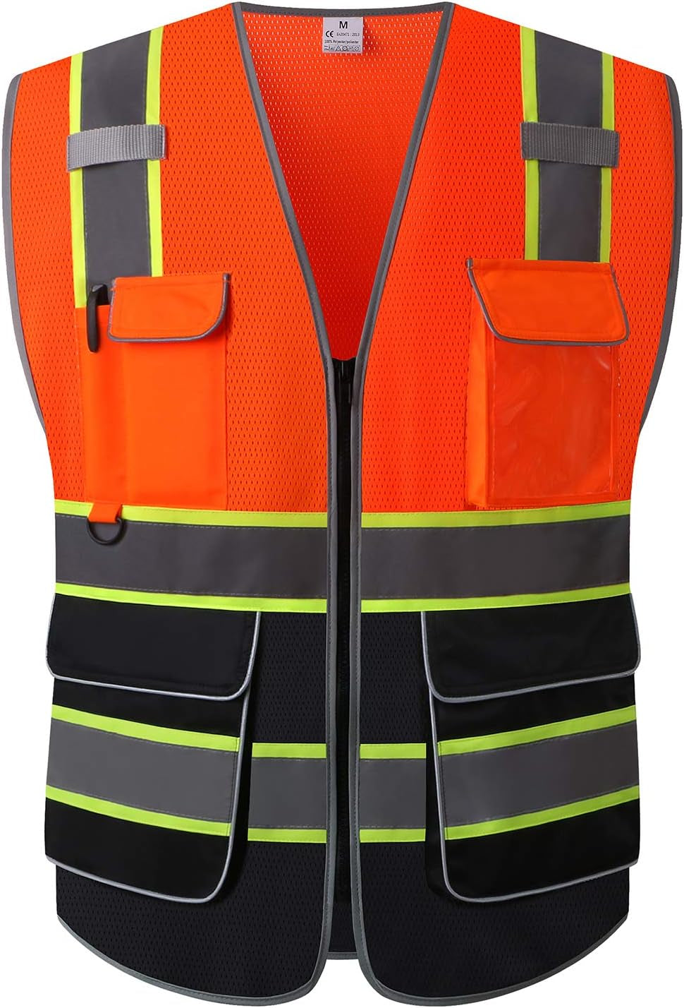 UNINOVA Surveyor Safety Vest Reflective for Men, Class 2 Mesh Safety Vests Reflective with Pockets and Zipper,High Visibility Construction Work Surveyor Vest