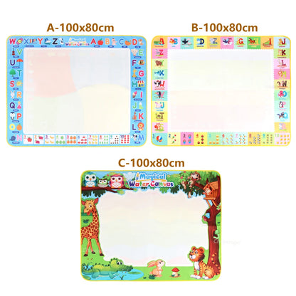 100X80Cm Magic Water Drawing Mat with Reusable Magic Pens Doodle Montessori Painting Board Educational Toys Kids Gifts 39X31In