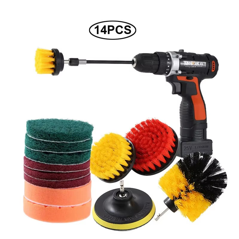 Electric Drill Brush Accessories a Set of Electric Car Wash Brush Car Polisher Kitchen Cleaning Kit Toilet Cleaning Tools