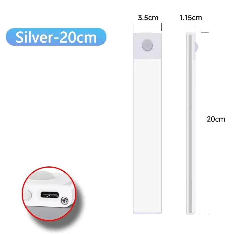 Cabinet Lights Motion Sensor LED Wireless USB under Ultra Thin Night Light for Kitchen Cabinet Bedroom Wardrobe Indoor Lighting