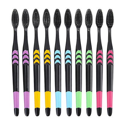 10 Pieces Packed Deep Cleaning Soft Bristle Bamboo Charcoal Black Hair Ultra-Fine Beauty Health Toothbrush Oral Cleaning