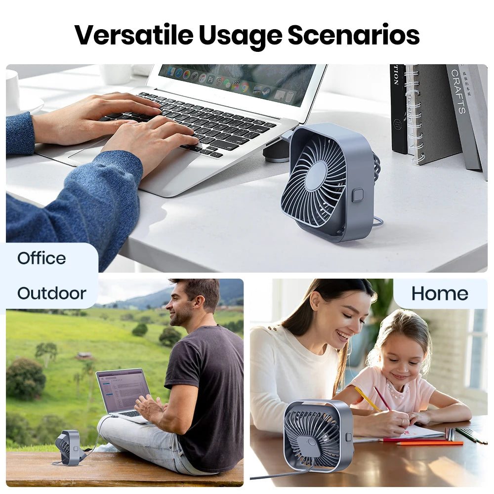 Mini Portable Fan USB Desk Fan Table Strong Airflow &Quiet Operation 3 Speed Wind 360°Rotatable Standing Fans for Room Home