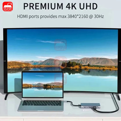 USB C HUB 4K 30Hz Type C to Hdmi-Compatible USB 3.0 Adapter 11 in 1 Type C HUB Dock PD 87W USB C Splitter for Macbook Pro Air