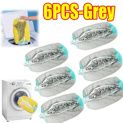1-6PCS Shoes Washing Bag for Washing Machine Plush Fluffy Fibers Easily Remove Dirt Laundry Bags Anti-Deformation Home Organizer