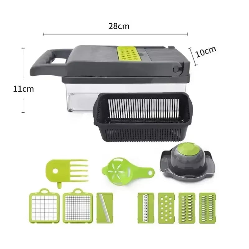 14/16 Piece Multifunctional Vegetable Slicer and Grinder Set for Dicing and Dividing Vegetables