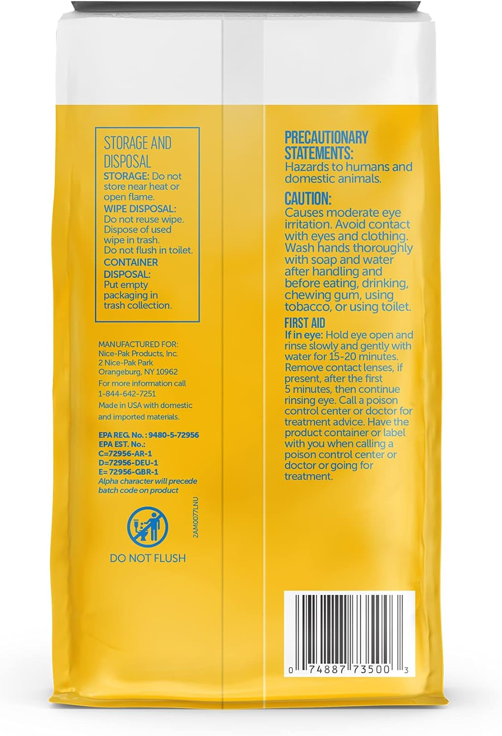 Disinfecting Surface Wipes 72Ct | Cleans & Disinfects Home & Kitchen Surfaces | Lemon Scent