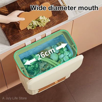 8.5/12L Kitchen Wastebasket Wall Mounted Trash Can with Lid Bathroom Trash Bin Garbage Can for Cabinet under Sink Compost Bin