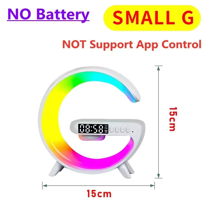 Multifunction Wireless Charger Pad Stand Speaker TF RGB Night Light Fast Charging Station for Iphone 16 15 Samsung Xiaomi Huawei