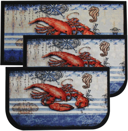 Kitchen Rug, Area Rug, Mat, Beautiful Print Non-Skid Latex Back Lobster 18X30 D Shape