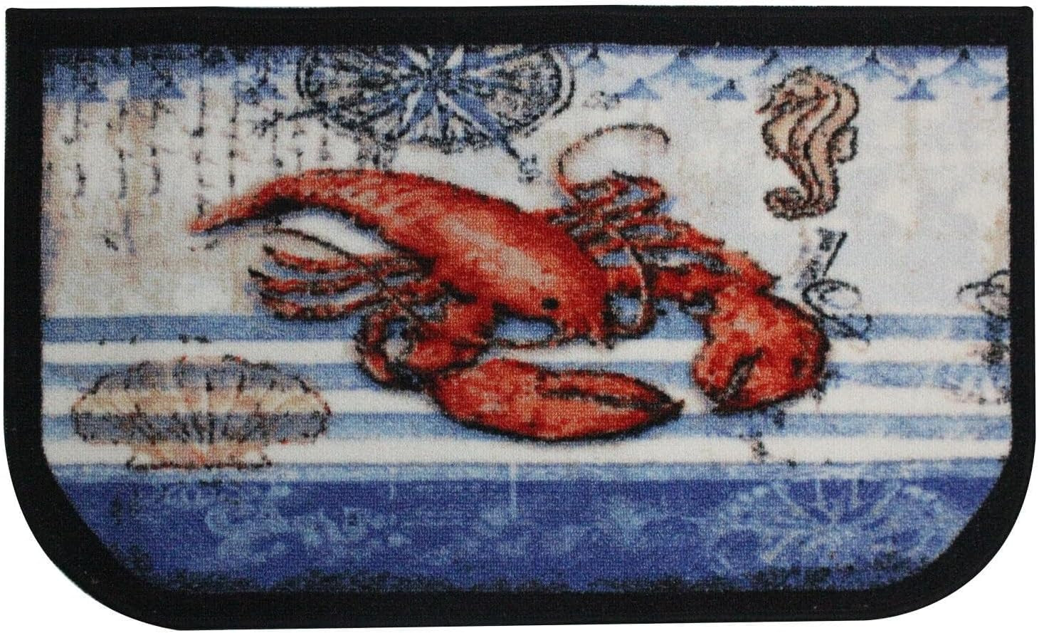 Kitchen Rug, Area Rug, Mat, Beautiful Print Non-Skid Latex Back Lobster 18X30 D Shape