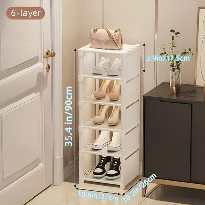 1. 6-8 layer shoe organizer rack with metal frame and fabric shelves – Faizoq