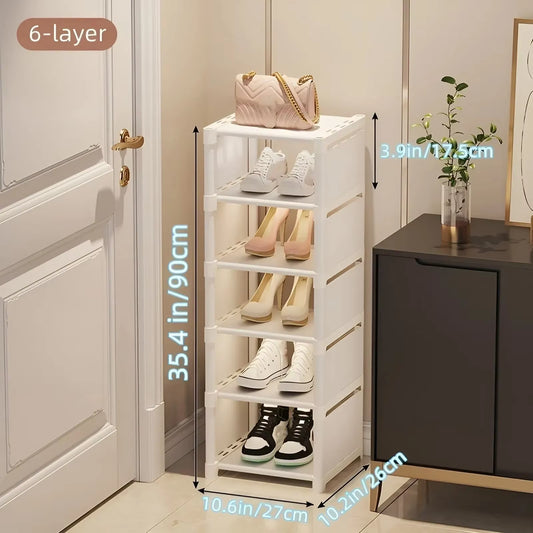 1. 6-8 layer shoe organizer rack with metal frame and fabric shelves – Faizoq