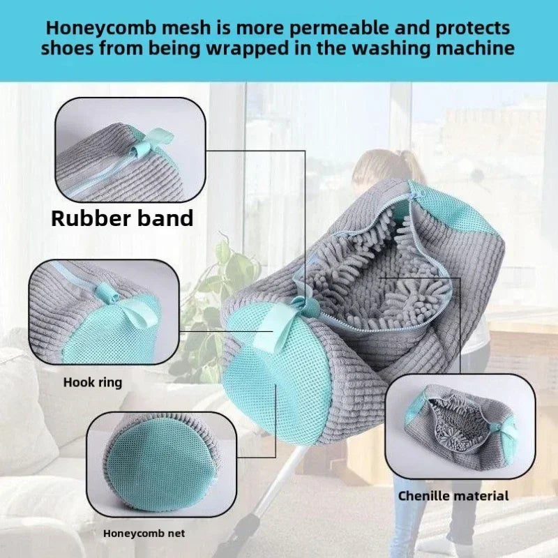 1-6PCS Shoes Washing Bag for Washing Machine Plush Fluffy Fibers Easily Remove Dirt Laundry Bags Anti-Deformation Home Organizer