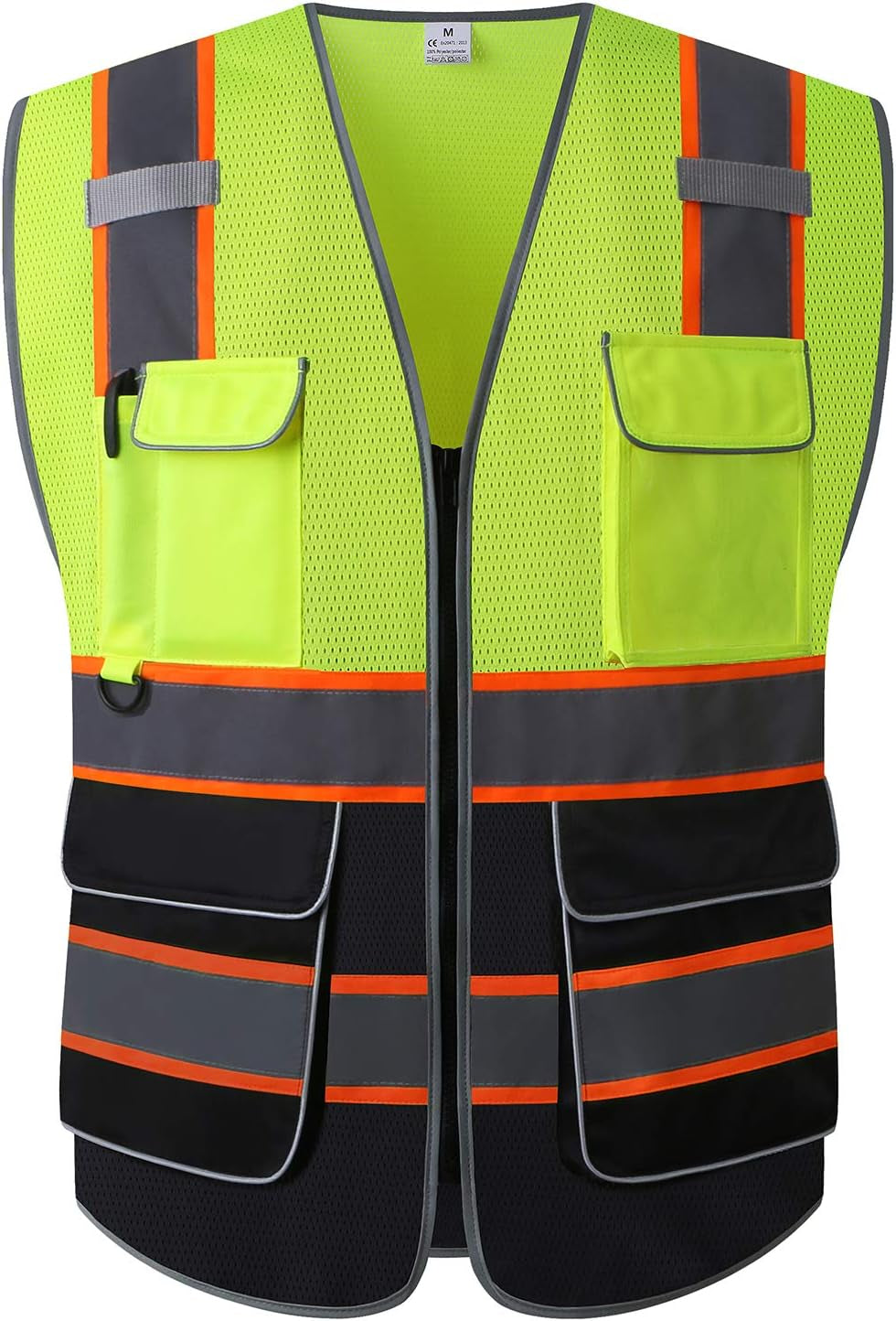 UNINOVA Surveyor Safety Vest Reflective for Men, Class 2 Mesh Safety Vests Reflective with Pockets and Zipper,High Visibility Construction Work Surveyor Vest