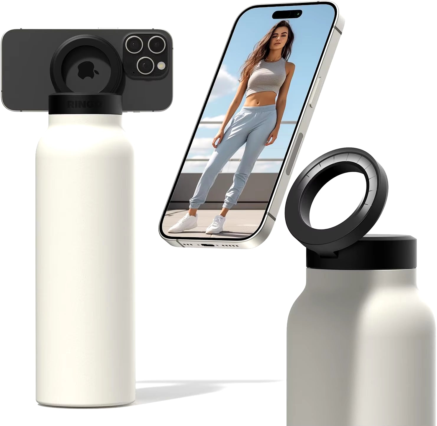 2. MagSafe compatible water bottle with magnetic phone tripod faizoq