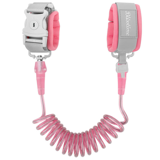 Toddler Leash, Kid Leash anti Lost Wrist Link with Key Lock Upgraded Baby Leash with Safety Wristband Rope for Babies Toddlers Child Kids (4.9Ft/1.5M, Pink)