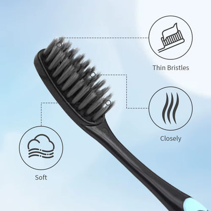 10 Pieces Packed Deep Cleaning Soft Bristle Bamboo Charcoal Black Hair Ultra-Fine Beauty Health Toothbrush Oral Cleaning