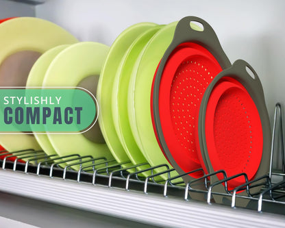 Ultimate Kitchen Strainers Set of 2 - Collapsible Silicone Colanders for Easy Storage by  - Use with Pasta & Veggies or as a Fruit or Berry Bowl with Strainer - Irreplaceable for Campers - Red
