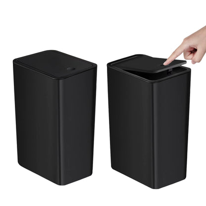 Bathroom Trash Can-10L Small Garbage Can with Press Top Lid for Toilet,Bedroom,Living Room – Plastic Wastebasket with Pop-Up Lid