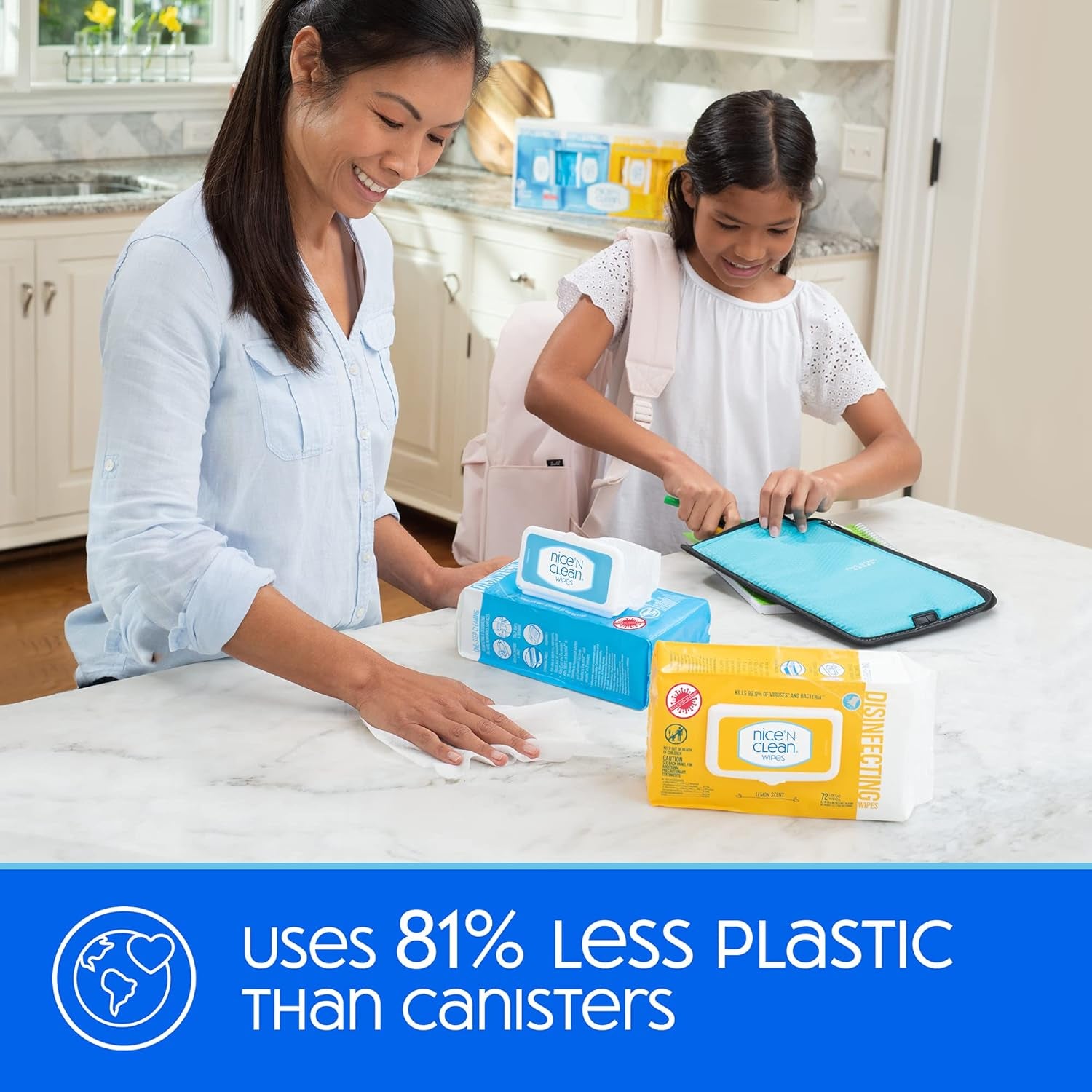 Disinfecting Surface Wipes 72Ct | Cleans & Disinfects Home & Kitchen Surfaces | Lemon Scent