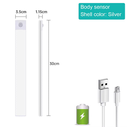 Bedroom Night Light Motion Sensor Lights Wireless USB under Cabinet Light for Kitchen Cabinet Bedroom Wardrobe Indoor Lighting