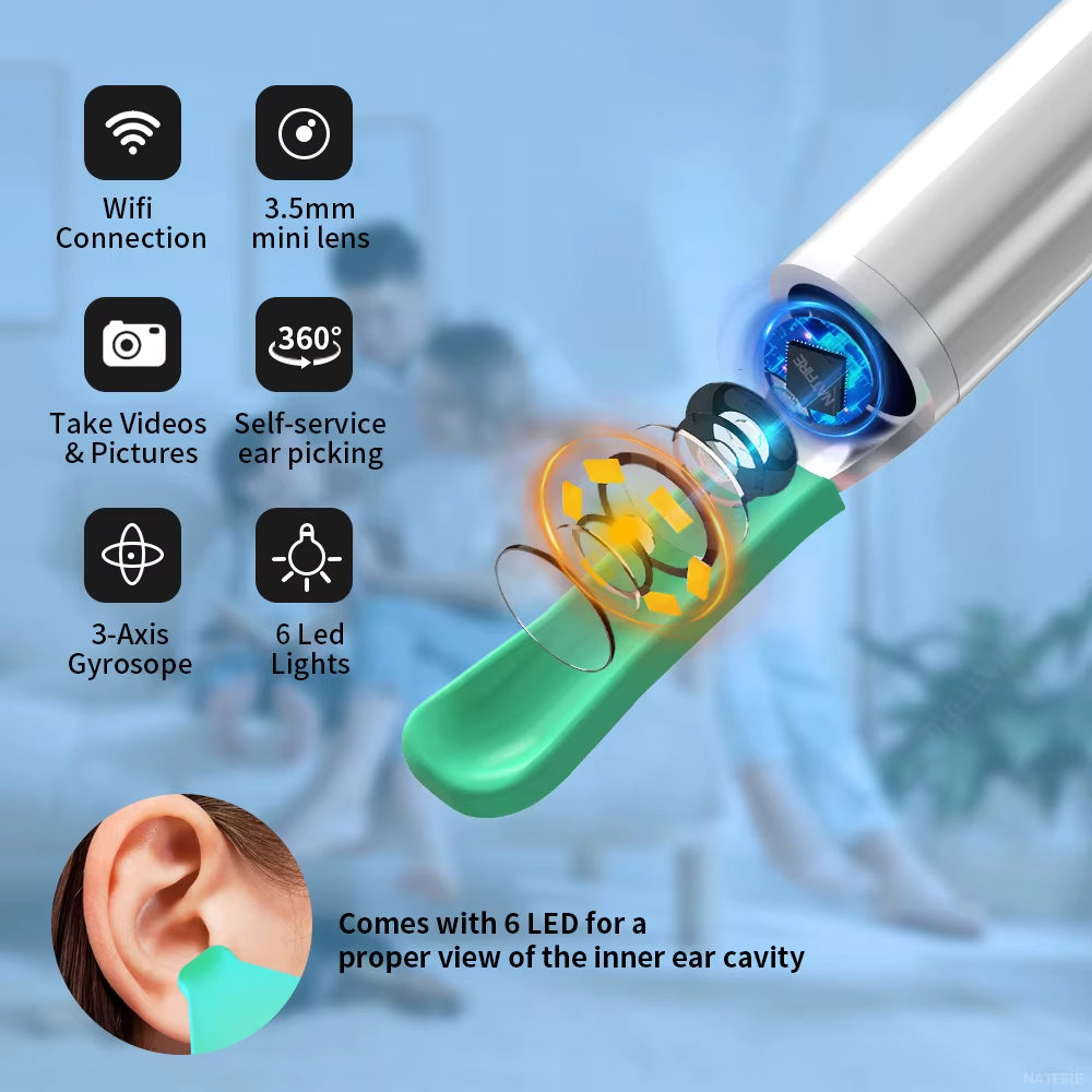 Wireless Ear Wax Cleaner with Camera Safe Earwax Removal Endoscope with Camera Luminous Otoscope Ear Cleaning Tools Ear Care