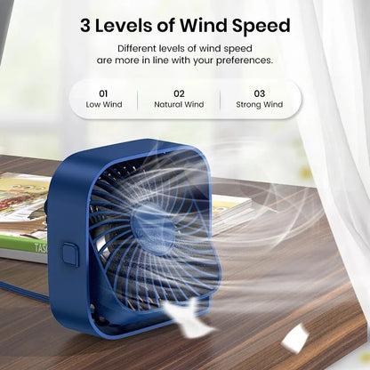 Mini Portable Fan,Usb Desk Fan Table,Quiet 3 Speed Wind Personal Fan 360°Rotatable Head Standing Fans for Room Camping Hom