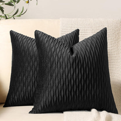 1. Black striped decorative pillow covers 2 pack velvet throw cases – Faizoq