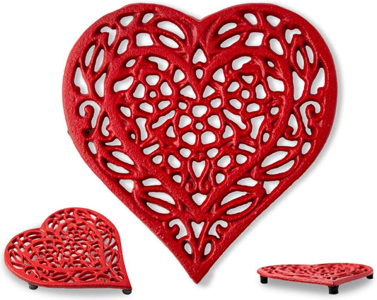 1. Cast iron heart trivet decorative kitchen countertop protector – Faizoq