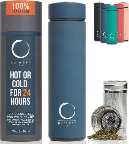 1. Stainless steel Pure Zen tea thermos with infuser travel bottle faizoq