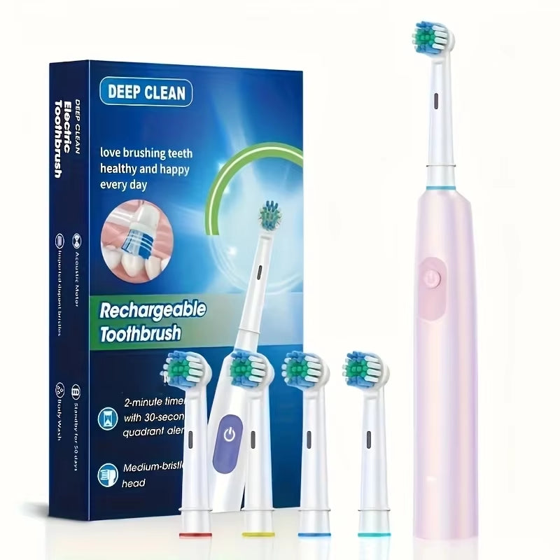 1. Round rotating electric toothbrush with soft bristles and 5 modes – Faizoq 
